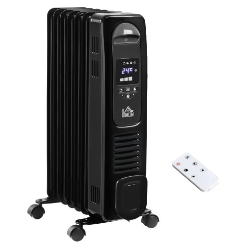 HOMCOM 1630W Digital Oil Filled Radiator, 7 Fin, Portable Electric Heater with LED Display, Built-in Timer, 3 Heat Settings | Aosom Ireland