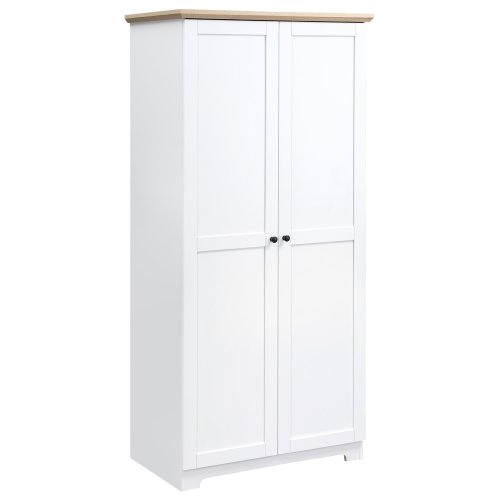 HOMCOM 172cm Wooden Storage Cabinet Cupboard With 2 Doors 4 Shelves White Living Room Bedroom Office | Aosom Ireland