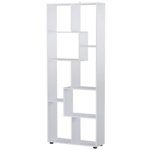HOMCOM 178cm 8-Shelf Bookcase w/ Melamine Surface Foot Pads Anti-Tipping Home Furniture Display Storage Grid Stand White