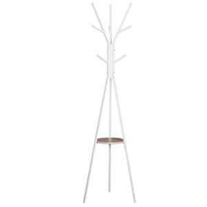 HOMCOM 180cm Free Standing Coat Rack Metal Shelf Holder Stand Display Clothes Hat Hanger Hall Tree 9 Hooks