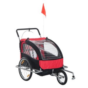 HOMCOM 2 in 1 Child Bike Carrier Child Bike Seat, 2-Seater-Red