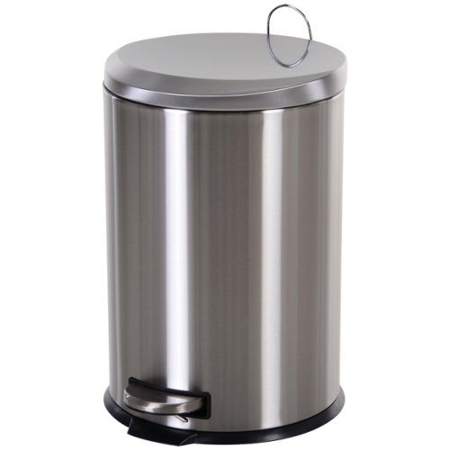 HOMCOM 20L T430 D29.2 x 44 H cm Step-on Trash Can Stainless Steel Round Garbage Bin Silent Gentle Open and Close Dustbin with Pedal | Aosom Ireland