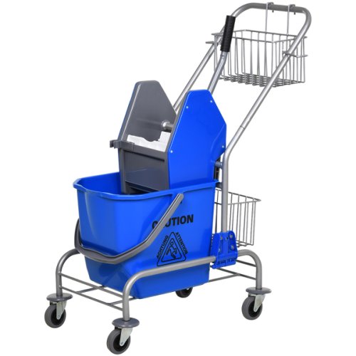 HOMCOM 26L Mop Bucket Wringer Cart w/ Storage Basket Down Press Wringer Wheels Mop-Handle Holder | Aosom Ireland