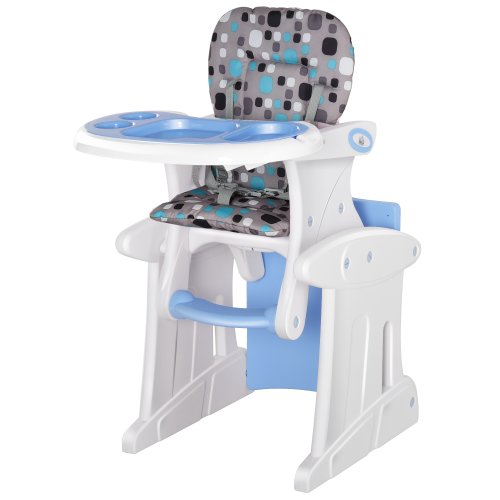 HOMCOM 3 in 1 Convertible Baby High Chair Toddler Table Chair Infant Feeding Seat Removable Food Tray Safety Harness Blue | Aosom Ireland