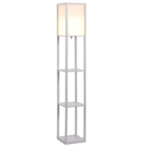 HOMCOM 4-Tier Floor Lamp, Floor Light with Storage Shelf, Reading Standing Lamp White | Aosom IE