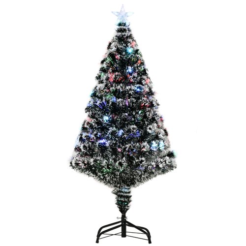 HOMCOM 4ft 120cm Green/White Artificial Christmas Tree W/ Prelit LED NEXT DAY DELIVERY | Aosom Ireland