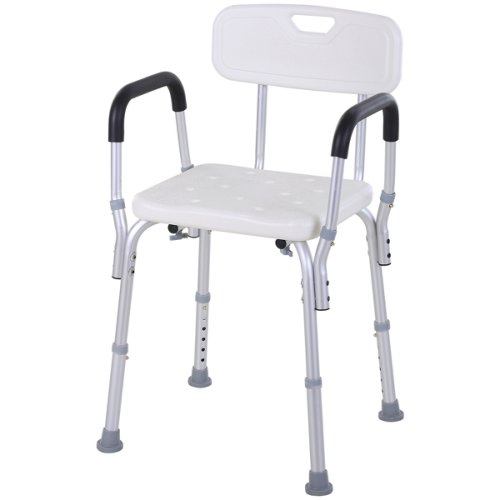 Homcom 6-Level Adjustable Aluminum Bath Stool Spa Shower Chair w/ Non-Slip Feet Armrest Back | Aosom Ireland