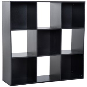 HOMCOM 9 Cubes 3-Tier Shelving Cabinet, Particle Board-Black