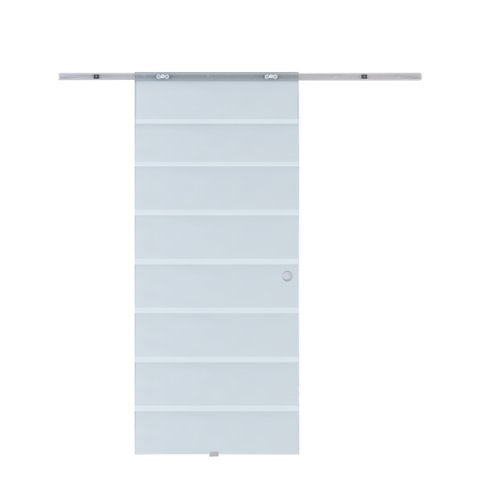 HOMCOM 90cm Modern Sliding Door Include Hardware Track System Kit, Frosted Stripe Glass Door, Round Handle | Aosom Ireland
