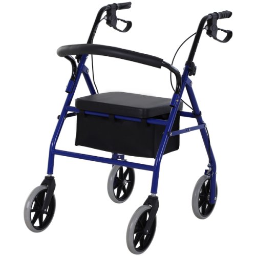 HOMCOM Adjustable Metal Rollator For The Old Foldable Drive Medical Wheelchair W/ Bag | Aosom Ireland