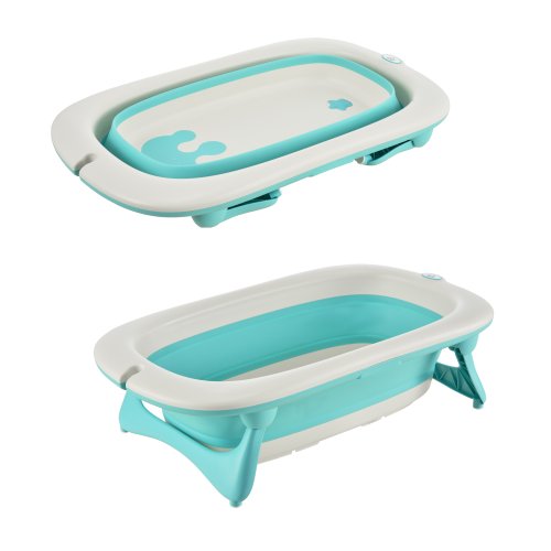 HOMCOM Baby Bath Tub Folding KId Tub Esthetic Basin with Non-Slip Support Leg Portable for 0-3 Years, Green | Aosom Ireland