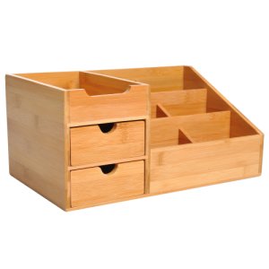 HOMCOM Bamboo Desktop Organiser Holder Multi-Function Storage Caddy Drawers Office Supply