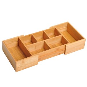 HOMCOM Bamboo Expandable Cutlery Tray Organiser Drawer Inserts Wooden Storage Holder Kitchen
