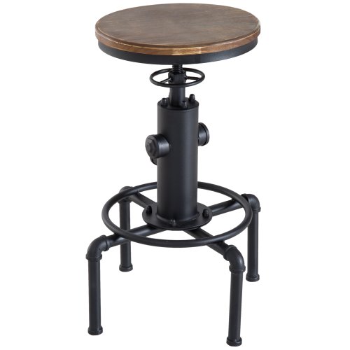 HOMCOM Bar stool Swivel Chair Dining Wooden Top Adjustable W/Footrest Pine Wood Steel Brown|Aosom Ireland