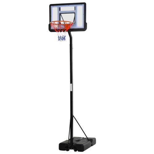 HOMCOM Basketball Hoop Freestanding Height Adjustable Stand with Backboard Wheels for Teens Adults Black|Aosom Ireland