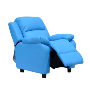 HOMCOM Childrens Recliner Armchair W/ Storage Space on Arms-Blue