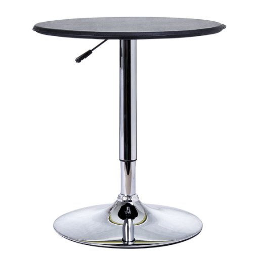 HOMCOM Chrome Steel Height Adjustable Round Bar Table Black|Aosom Ireland