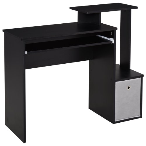 Homcom Computer Desk With Sliding Keyboard Tray Storage Drawer Shelf Home Office Workstation Desk With Shelf  Study Desks -Black|Aosom Ireland