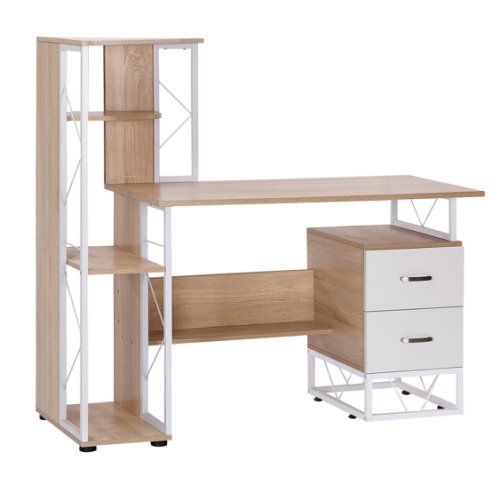 HOMCOM Computer Writing Desk PC Workstation w/2 Drawers Multi-Shelves Home Office Furniture  Made Of Durable MDF  NEXT DAY DELIVERY | Aosom Ireland