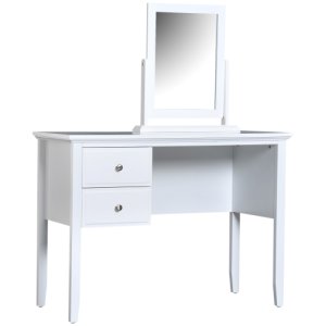HOMCOM Dressing Table Makeup Vanity Desk 360 °Swivel Mirror MDF White 100 x 40 x 73 cm