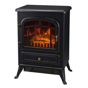 HOMCOM Electric Fire Place 1850W Free Standing Heater-Black