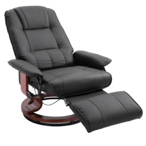HOMCOM Ergonomic Office Recliner Sofa Chair PU Leather Plush Armchair Lounger Black