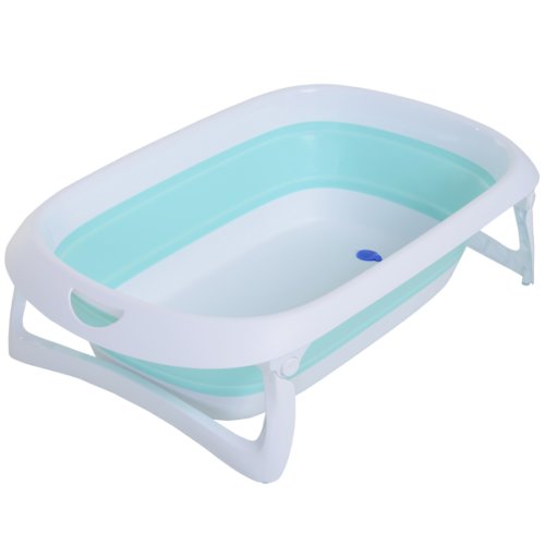 HOMCOM Folding Baby Bath Tub Slide Protection Safety Shower Portable Bathing Non-Slip | Aosom Ireland