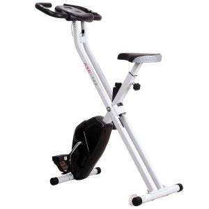 HOMCOM Folding Exercise Bike Steel Spin Bike Manual Home Gym Equipment Fitness Bike Machine/ LCD Monitor Black
