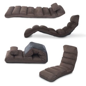 HOMCOM Folding Floor Sofa Bed W/ Pillow-Brown