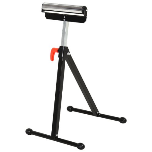 HOMCOM Folding Roller Stand, Material Support Pedestal with Ball Bearing Roller Height Adjustable Portable, Metal Construction, Black|Aosom Ireland