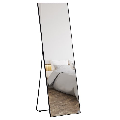 HOMCOM Full Length Dressing Mirror, Floor Standing or Wall Hanging, Aluminum Alloy Framed Full Body Mirror for Bedroom, Living Room, Black | Aosom Ireland