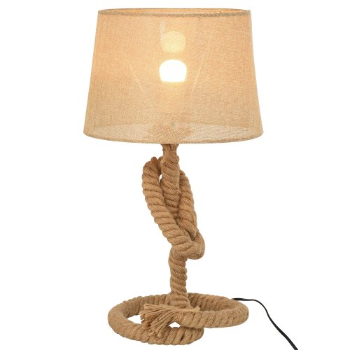 HOMCOM Hemp Rope Linen Shade Table Lamp Beige|Aosom Ireland