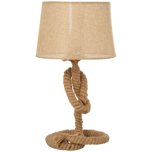 HOMCOM Hemp Rope Linen Shade Table Lamp Beige NEXT DAY DELIVERY | Aosom Ireland