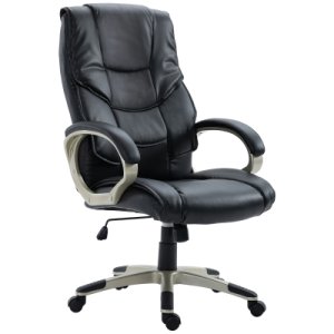 HOMCOM High Backed Office Chair PU Leather Computer Desk Chair Home Office Chair-Black