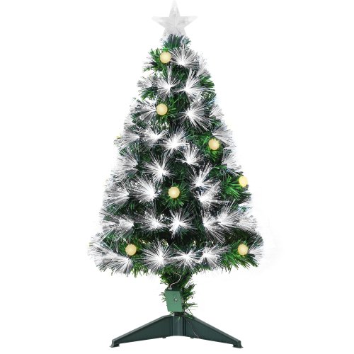 HOMCOM HOMCM 3ft White Light Artificial Christmas Tree w/ 90 LEDs Star Topper Tri-Base Full Bodied Seasonal Decoration Pre-Lit Home|Aosom Ireland
