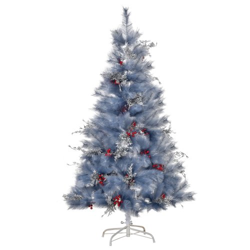HOMCOM Indoor Christmas Tree Artificial Berry Snow Xmas Decoration W/ Metal Stand&222 Tips (5FT(150CM)) | Aosom Ireland