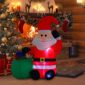 HOMCOM Inflatable Blow up Christmas Santa Claus 120cm LED Lighted Yard