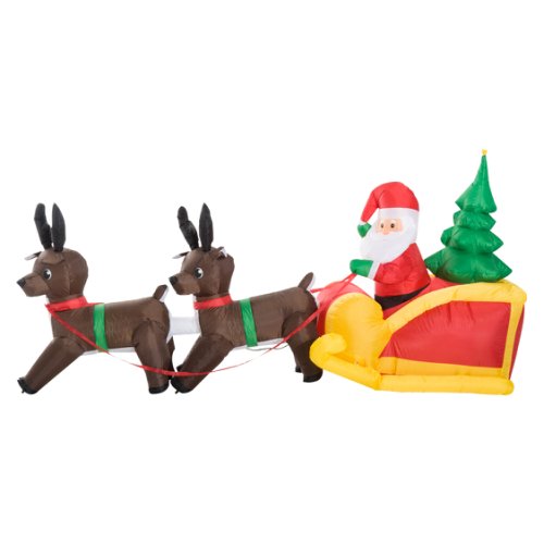 HOMCOM Inflatable Self-inflating Santa Sleigh Reindeer Christmas NEXT DAY DELIVERY | Aosom Ireland