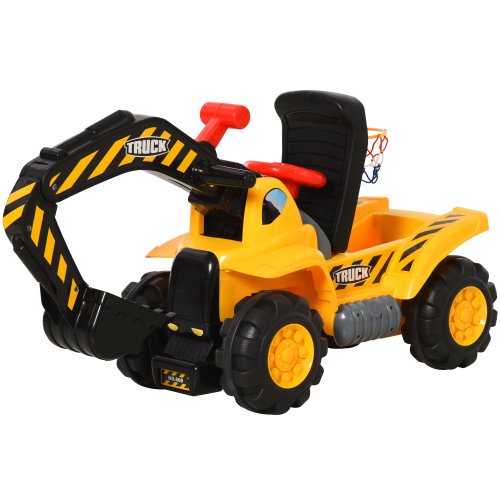 HOMCOM Kids 4-in-1 HDPE Excavator Ride On Truck Yellow/Black