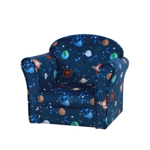 HOMCOM Kids Armchairs Children Sofa Kids Sofa Outer-Space Armchair Polyester Upholstered Universe Planet Space and Safe Non-Slip Feet | AOSOM IE
