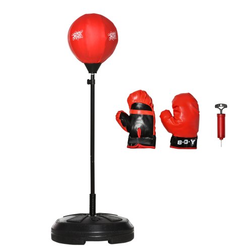 HOMCOM Kids Punching Bag with Stand, Free Standing Boxing Bag Set, Speed Bag with Speedball Adjustable Height from 122cm to 154cm | Aosom Ireland