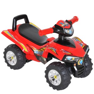 HOMCOM Kids Ride On Quads Boys Girls LED Lights Horn Music Toys Racing Car 4 Wheels Red