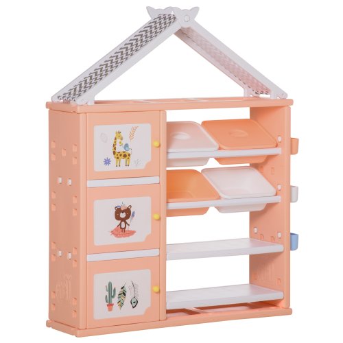 HOMCOM Kids Storage Unit Toy Box Organiser Book Shelf W/ shelves storage cabinets storage boxes&storage baskets Orange | Aosom Ireland
