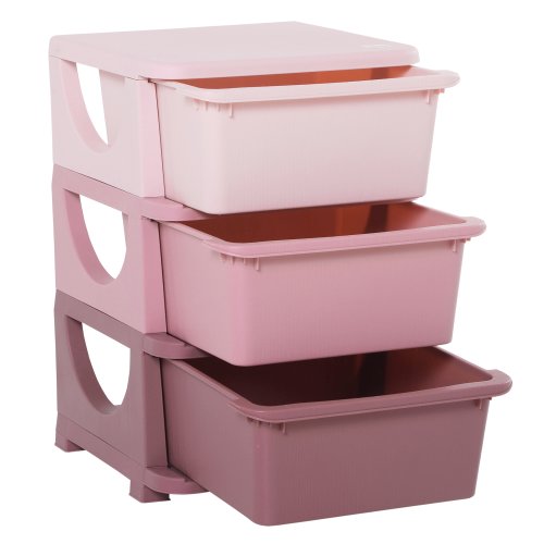 HOMCOM Kids Storage Units with Drawers 3 Tier Chest Vertical Dresser Tower Toy Organizer for  Nursery Playroom Kindergarten Pink|Aosom Ireland