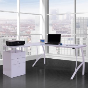 HOMCOM L-Shape Computer Desk-White