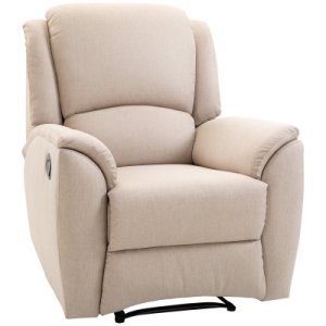 HOMCOM Linen Recliner Armchair w/ Footrest Adjustable Angle Beige