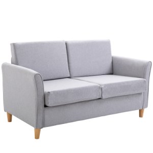 HOMCOM Linen Upholstery Double Seat Sofa w/Armrest Grey