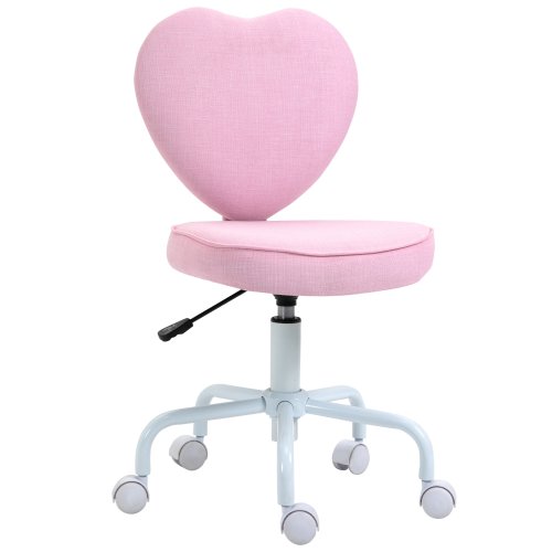 HOMCOM Love Shape Swivel Leisure Chair on Wheels Upholstery Home Office Computer Chair Linen Fabric Vanity Seat for Girls Women | Aosom Ireland