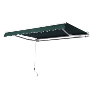 Outsunny Homcom manual retractable awning, size (2.5m x 2m)-dark green