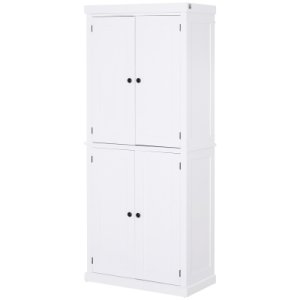 HOMCOM MDF Colonial Freestanding Kitchen Pantry Shelves Cabinet White